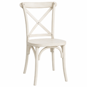Powerplayelectronics Solid Rubberwood Bistro Chair with Crossback Design, Antique White Finish